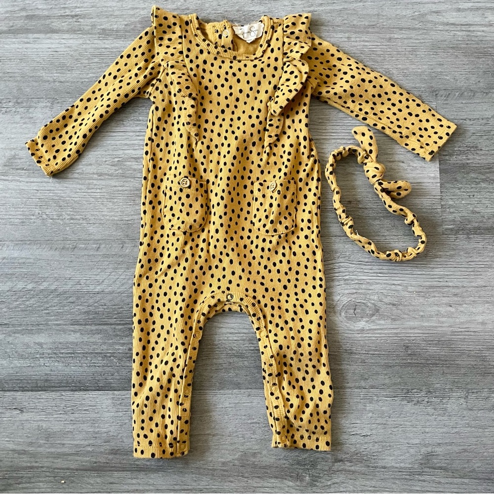 Jessica Simpson Jumpsuit & Headband Matching Set in Mustard